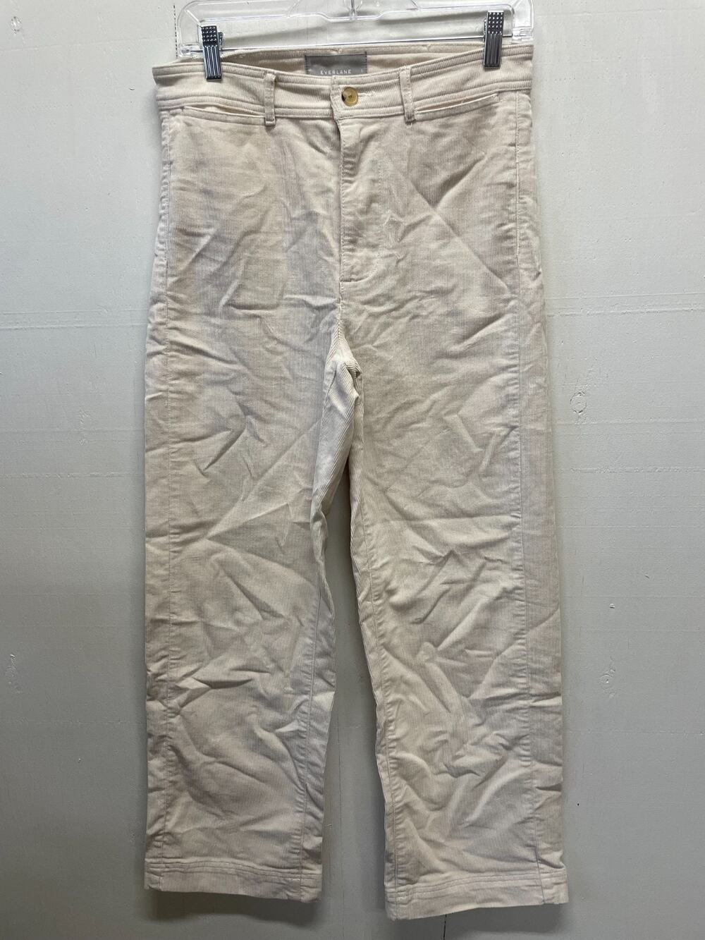 Everlane Women's Corduroy Straight Leg Jeans Cream Color Size 6 Hi-Rise Waist